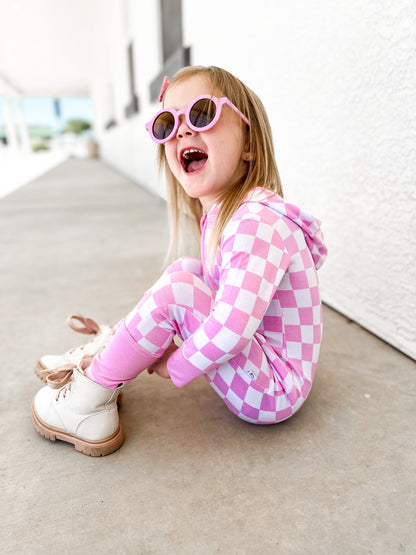 BUBBLEGUM CHECKERS DREAM ROMPER HOODIE