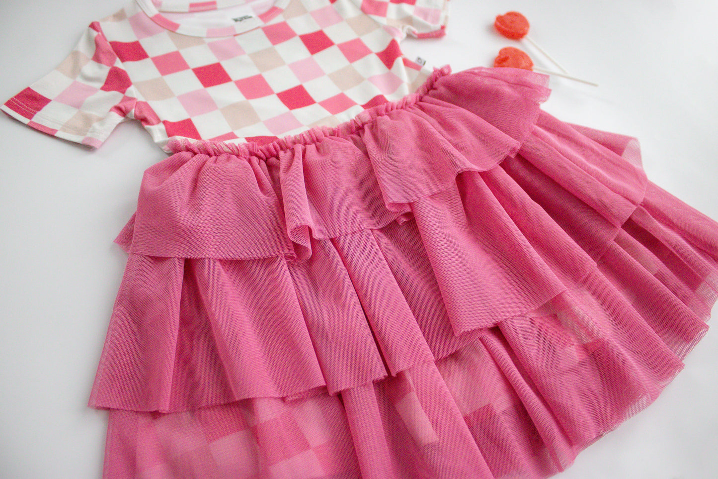 DREAMY PINK CHECKERS DREAM TUTU DRESS