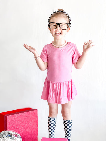 BUBBLEGUM RIB DREAM BODYSUIT DRESS