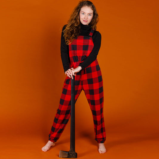 The Red & Black Lumberjack | Womens Red Buffalo Check Christmas Pajamaralls®