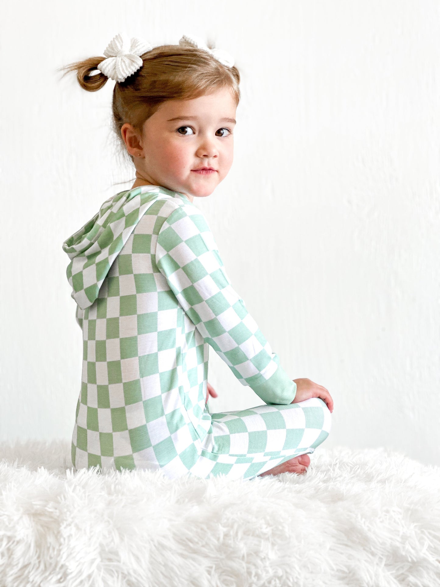 MINT CHECKERS DREAM ROMPER HOODIE