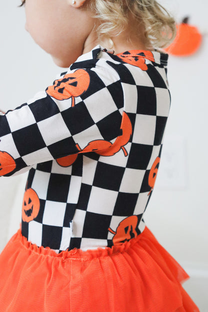 PUMPKIN CHECKMATE DREAM TUTU BODYSUIT DRESS