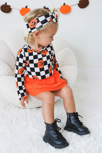 PUMPKIN CHECKMATE DREAM TUTU BODYSUIT DRESS