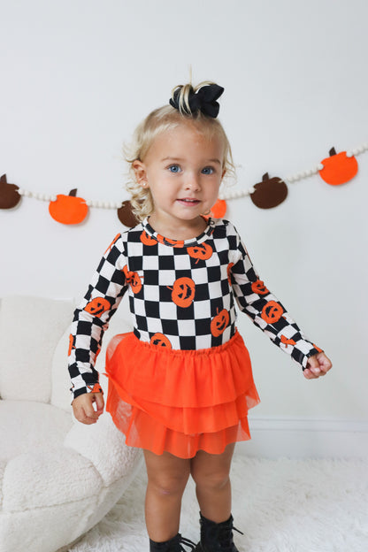 PUMPKIN CHECKMATE DREAM TUTU BODYSUIT DRESS