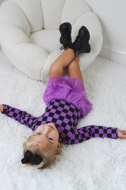 SPOOKY CHECKERS DREAM TUTU BODYSUIT DRESS