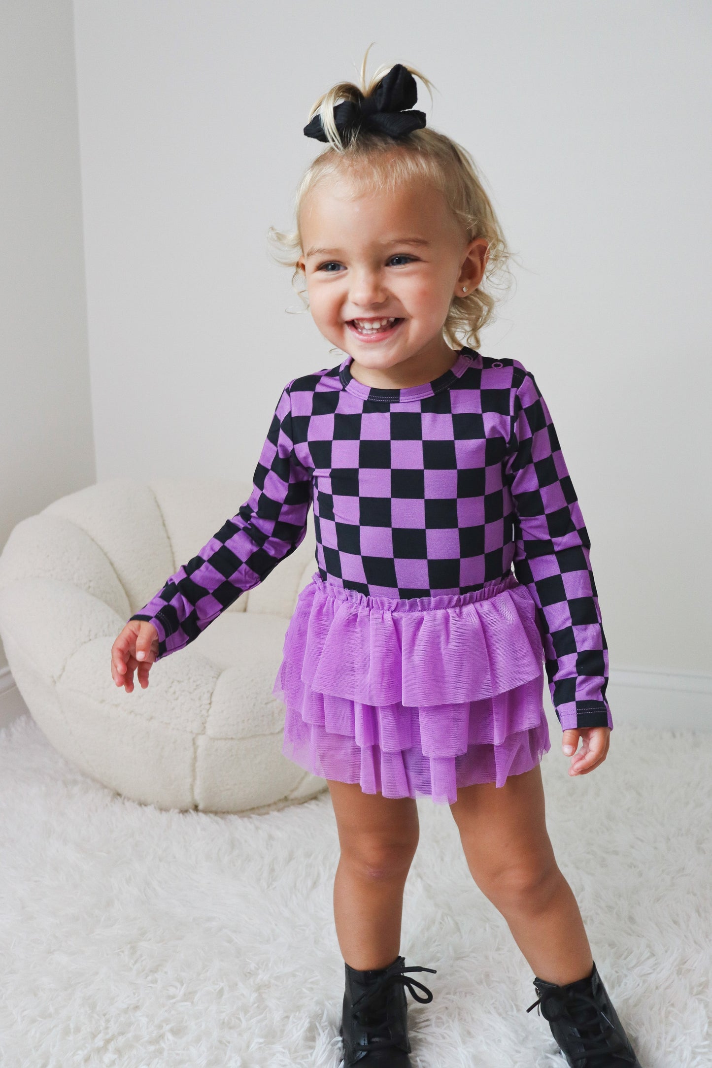 SPOOKY CHECKERS DREAM TUTU BODYSUIT DRESS