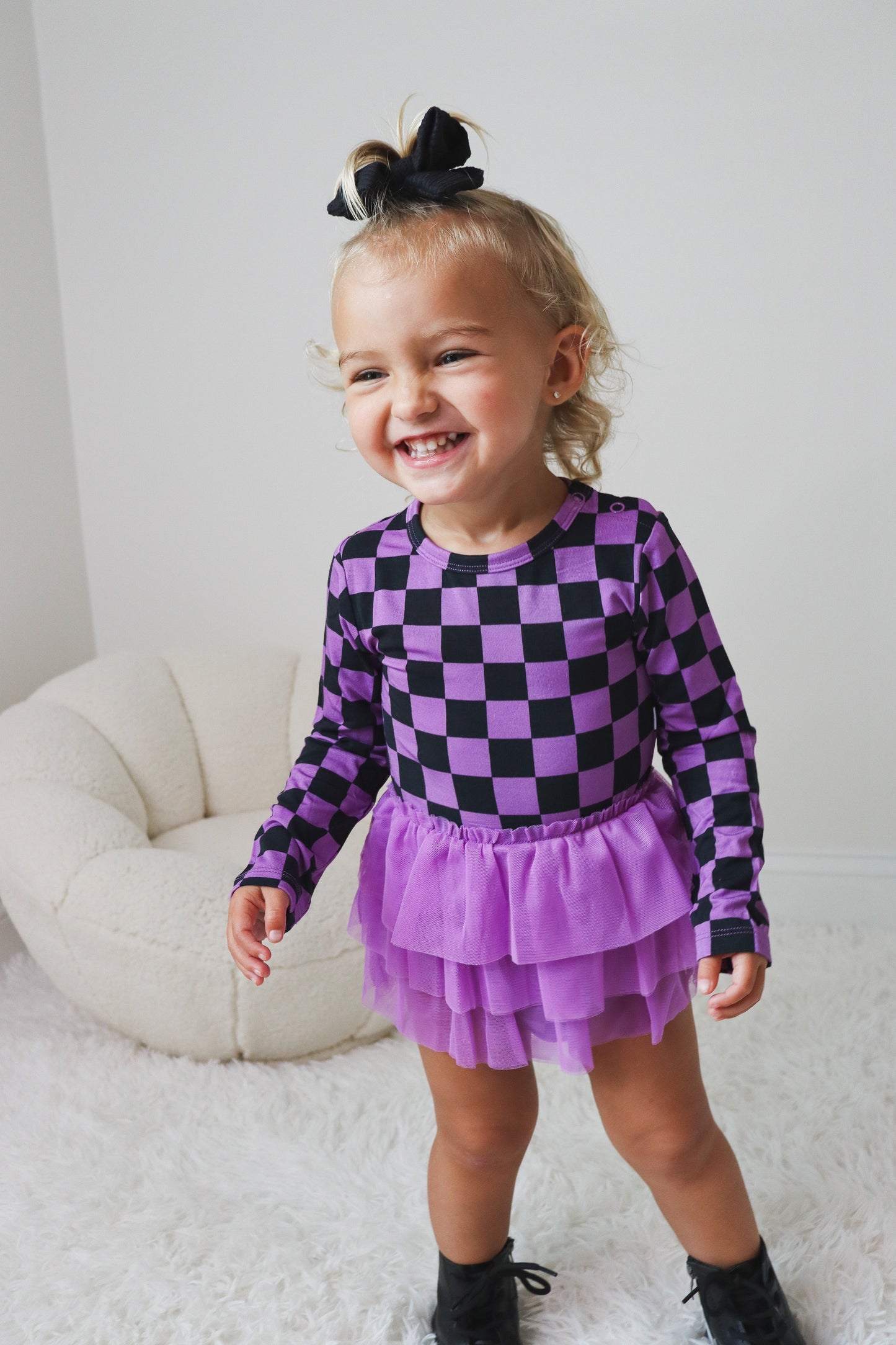 SPOOKY CHECKERS DREAM TUTU BODYSUIT DRESS