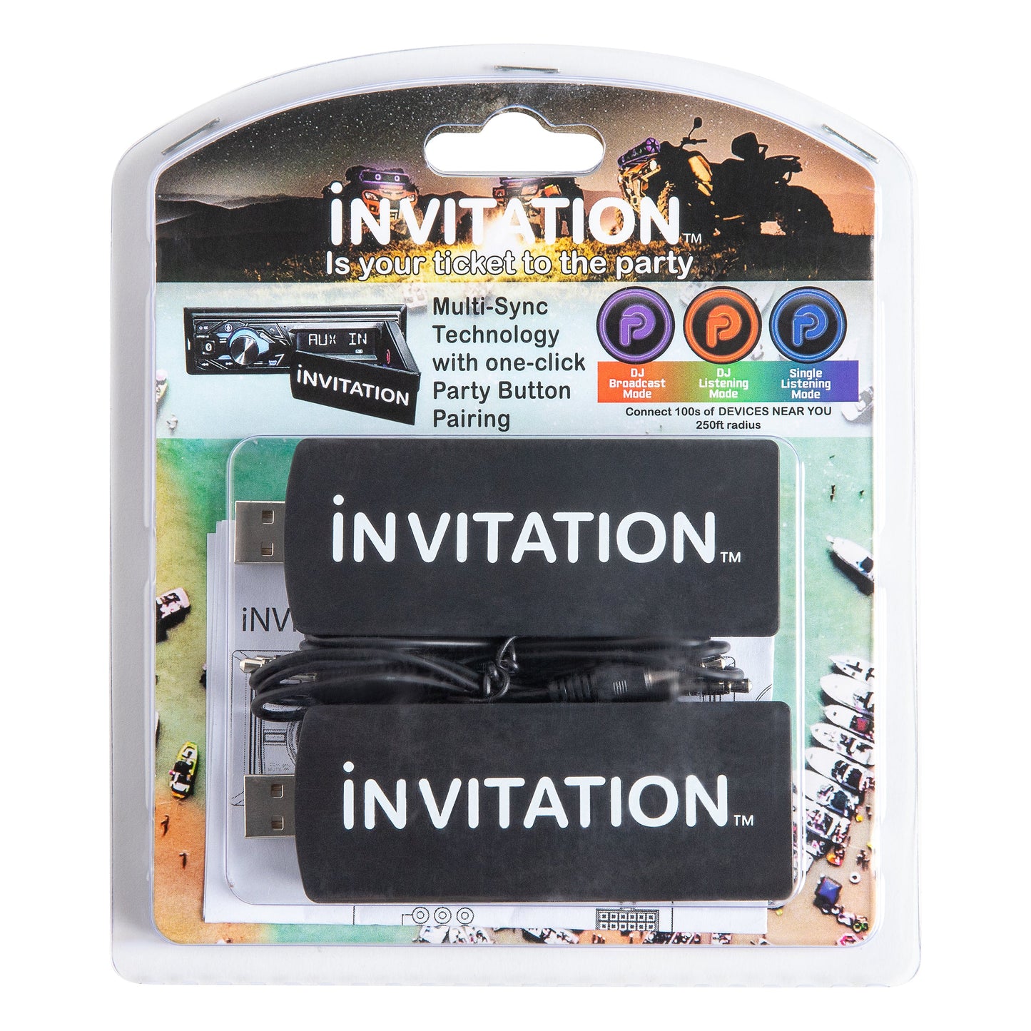 iNVITATION USB multi-sync wireless adapters with one-click Party Button pairing (2pcs)