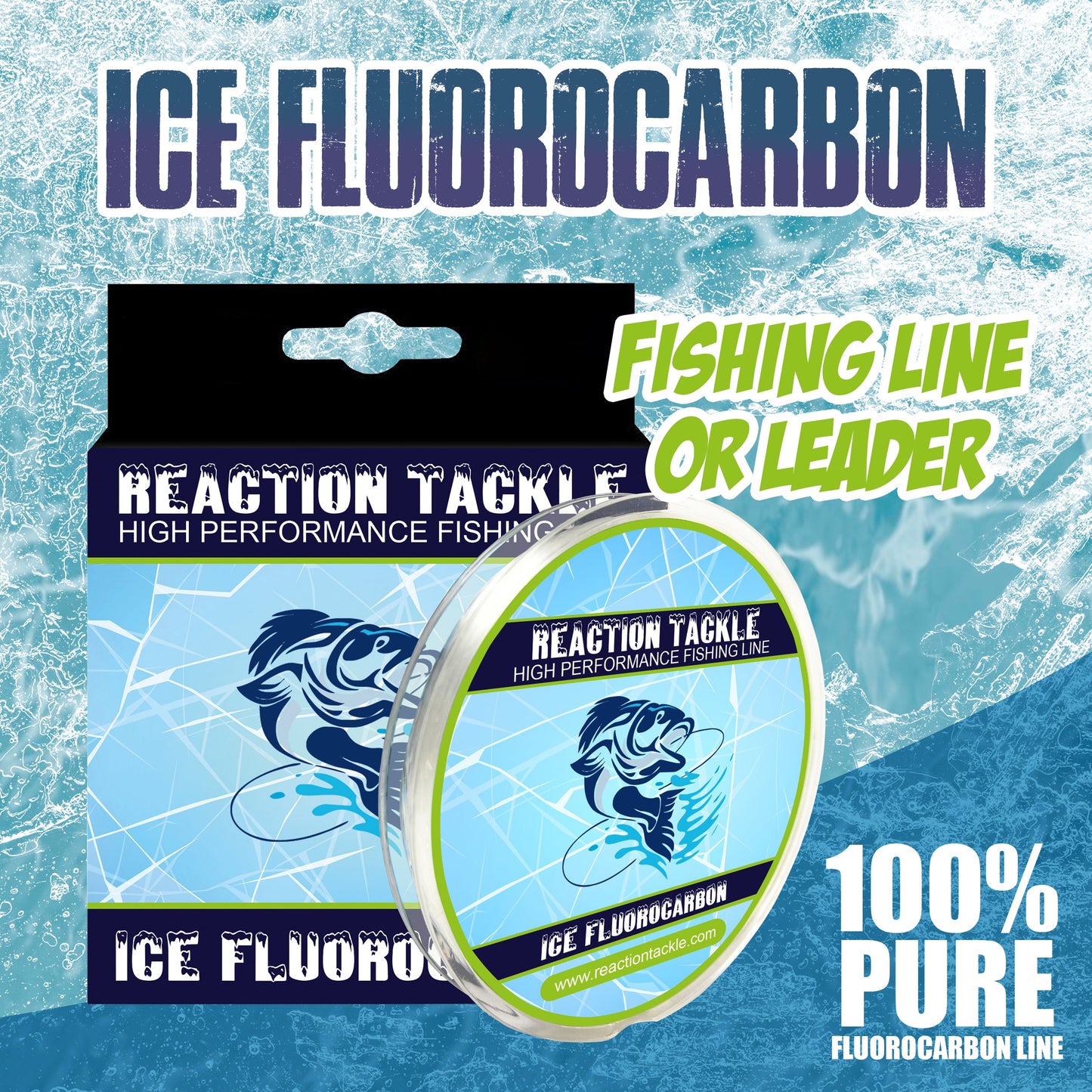 Reaction Tackle Ice Fluorocarbon Fishing Line or Leader