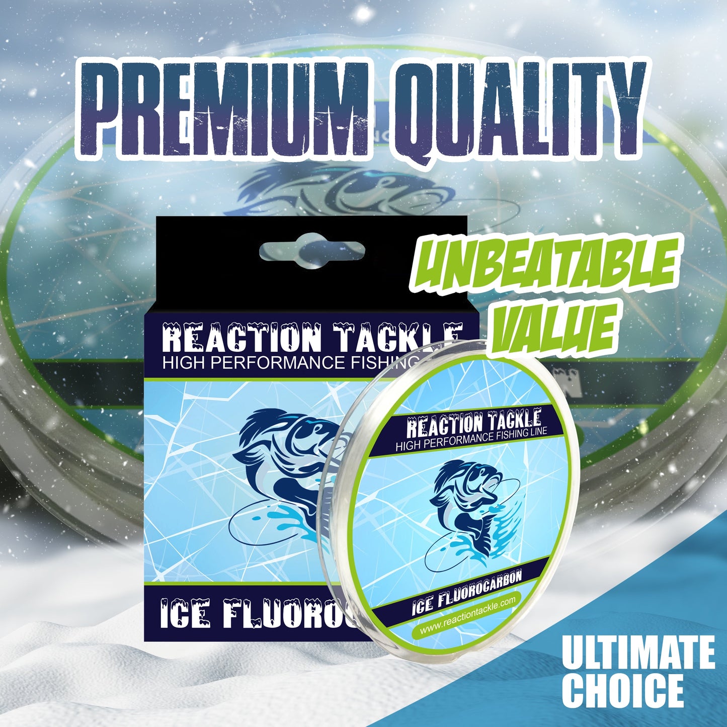 Reaction Tackle Ice Fluorocarbon Fishing Line or Leader