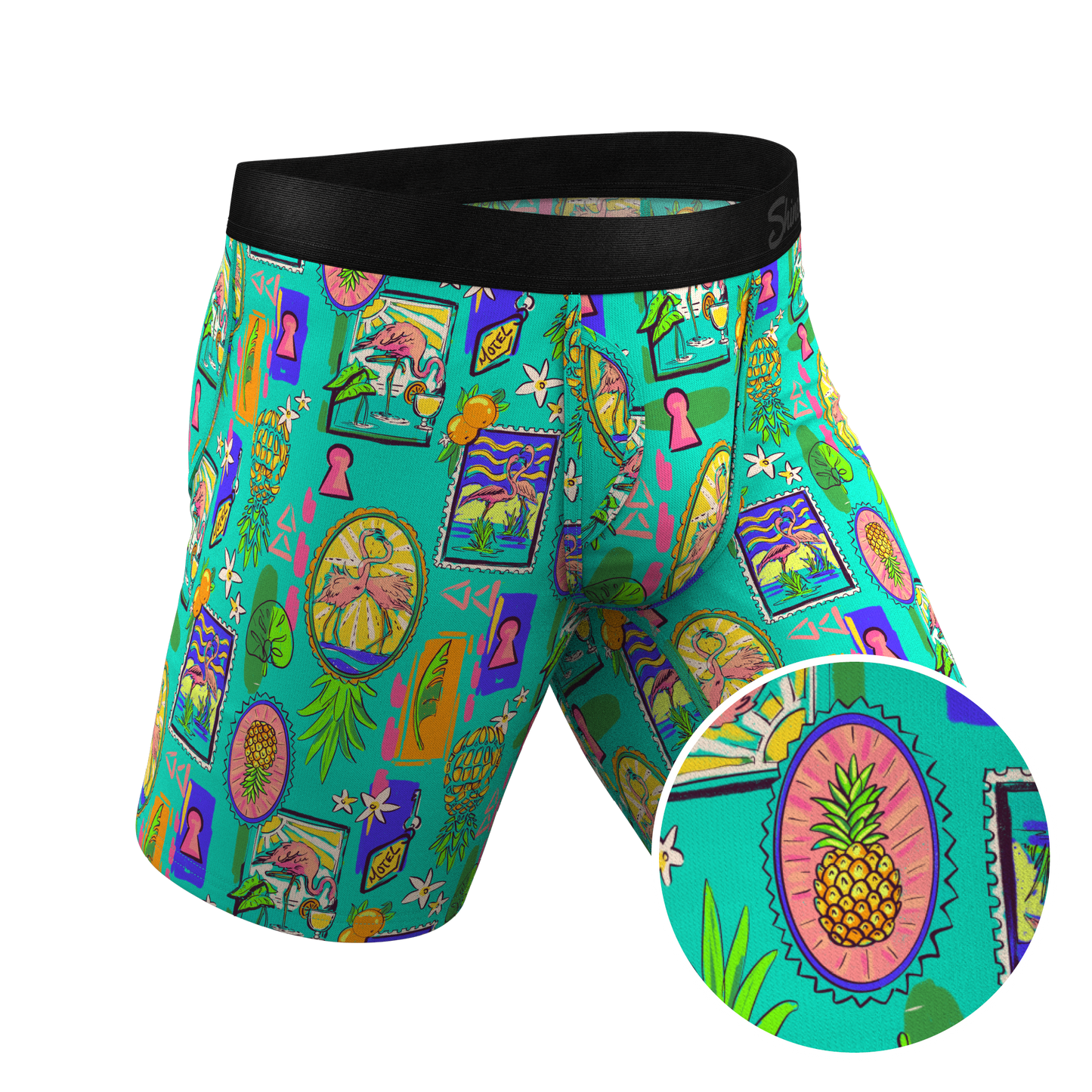 The Island Time | Pineapple Scene Long Leg Ball Hammock® Pouch Underwear With Fly