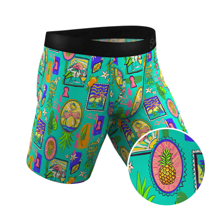 The Island Time | Pineapple Scene Long Leg Ball Hammock® Pouch Underwear With Fly