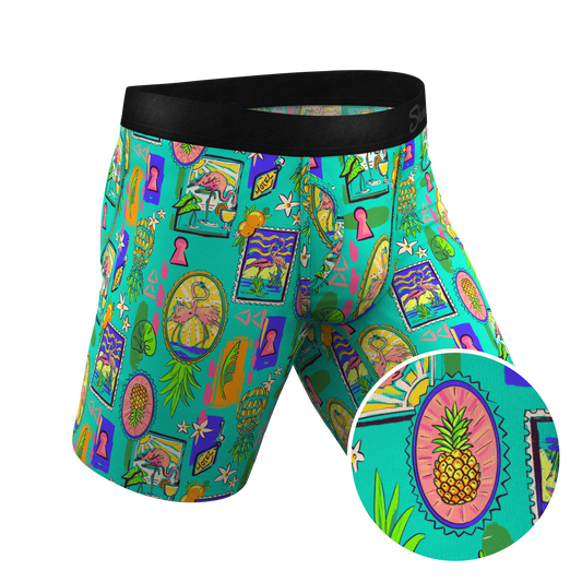 The Island Time | Pineapple Scene Long Leg Ball Hammock® Pouch Underwear With Fly