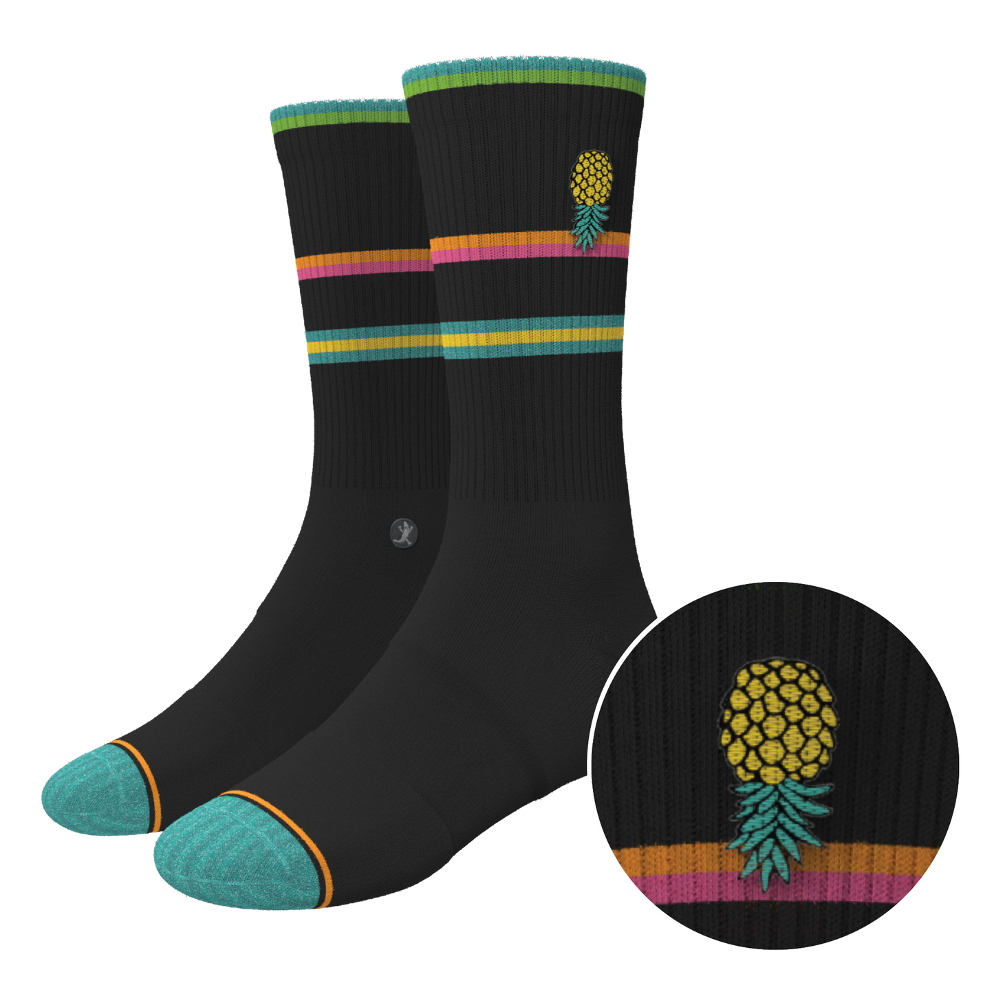 The Island Time | Black Tropical Heel Hammock™ Crew Socks