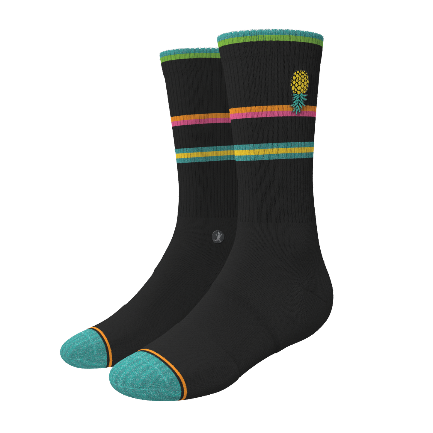 The Island Time | Black Tropical Heel Hammock™ Crew Socks