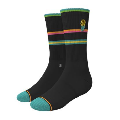 The Island Time | Black Tropical Heel Hammock™ Crew Socks