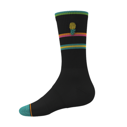 The Island Time | Black Tropical Heel Hammock™ Crew Socks