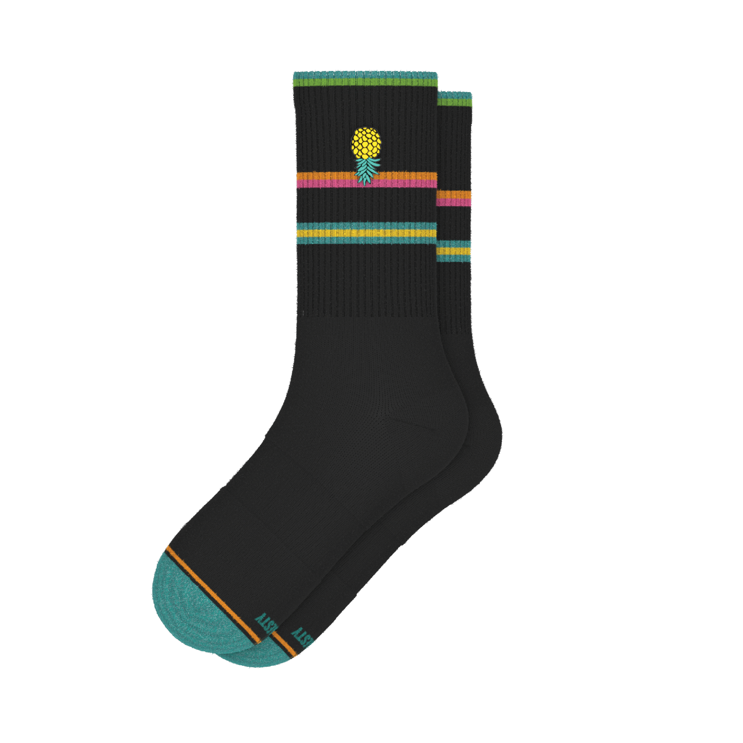 The Island Time | Black Tropical Heel Hammock™ Crew Socks