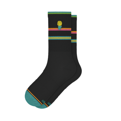 The Island Time | Black Tropical Heel Hammock™ Crew Socks