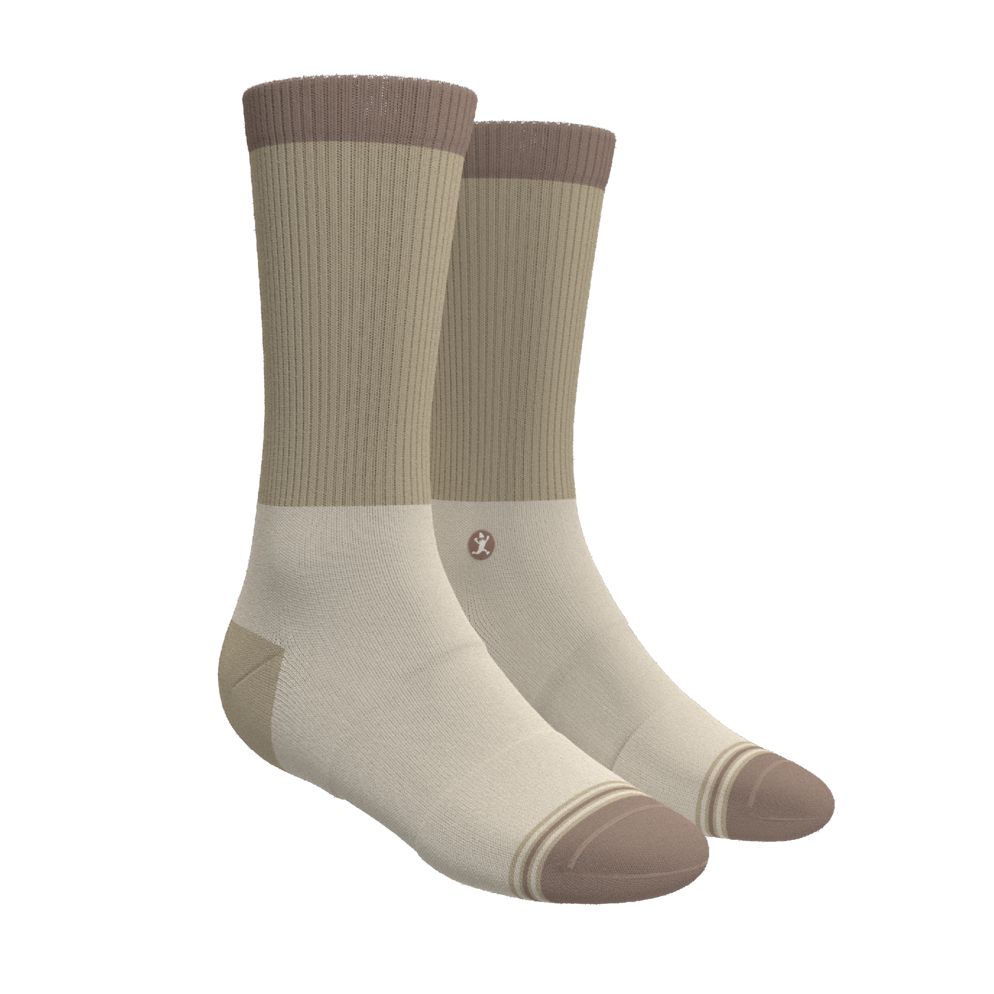 The Khaki | Tan Color Block Heel Hammock™ Crew Socks