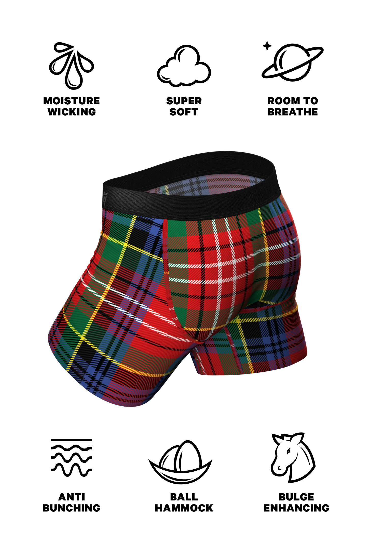 The Kiss Me There | Mistletoe Plaid Christmas Ball Hammock® Pouch Underwear