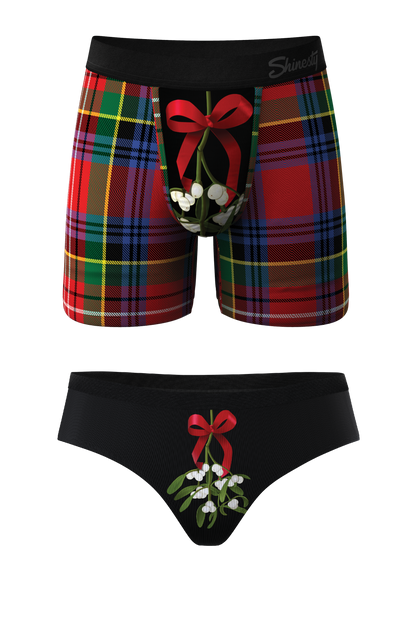 The Kiss Me There | Mistletoe Ball Hammock Boxer® And Cheeky Matching Couples Underwear Pack