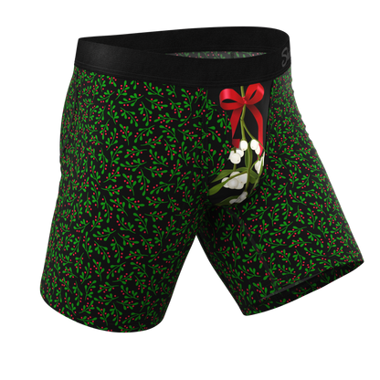 The Kiss Me There | Mistletoe Long Leg Ball Hammock® Pouch Boxers With Fly