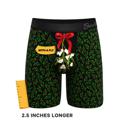 The Kiss Me There | Mistletoe Long Leg Ball Hammock® Pouch Boxers With Fly