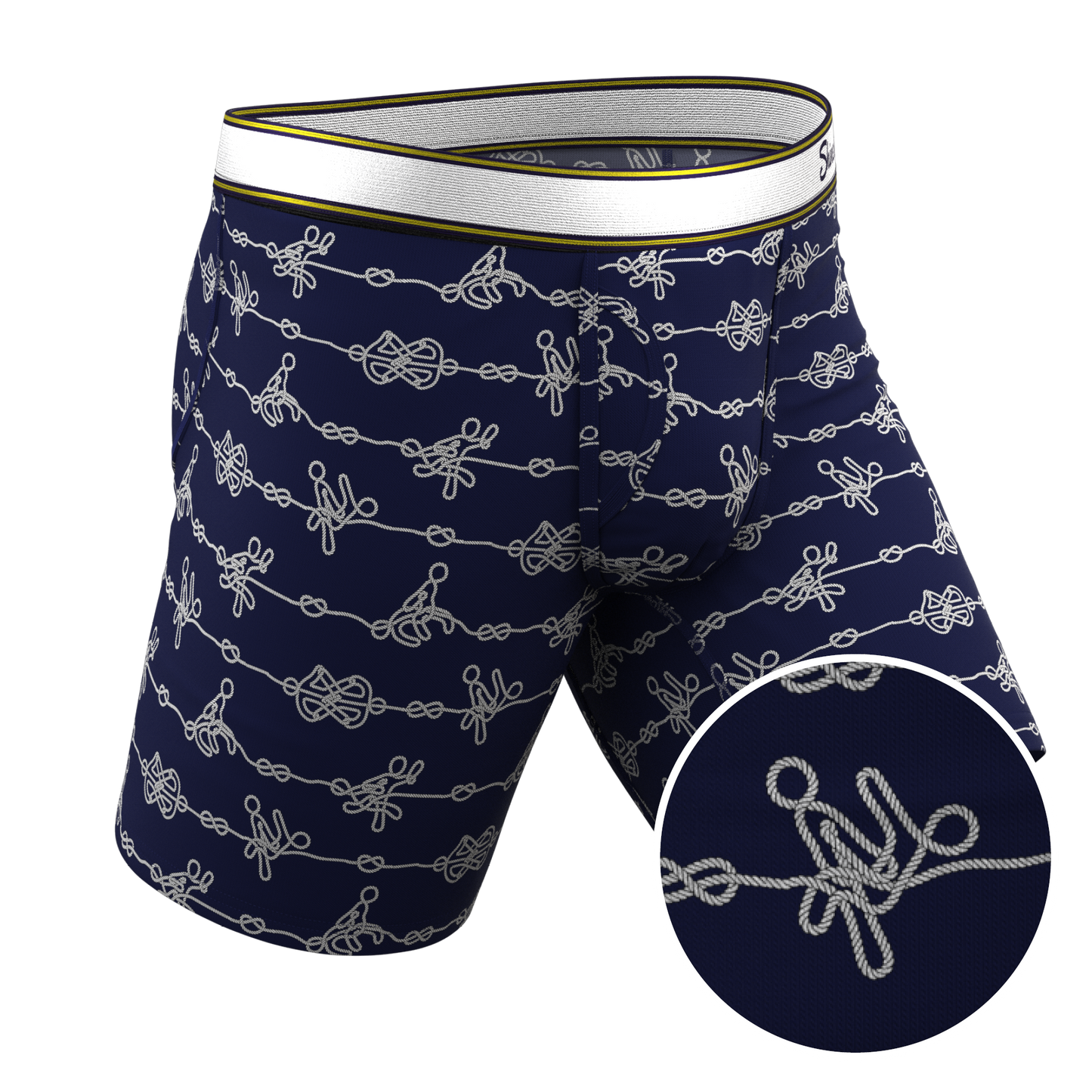 The Knotty Spots | Nautical Knots Long Leg Ball Hammock® Pouch Underwear With Fly