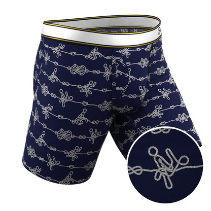 The Knotty Spots | Nautical Knots Long Leg Ball Hammock® Pouch Underwear With Fly