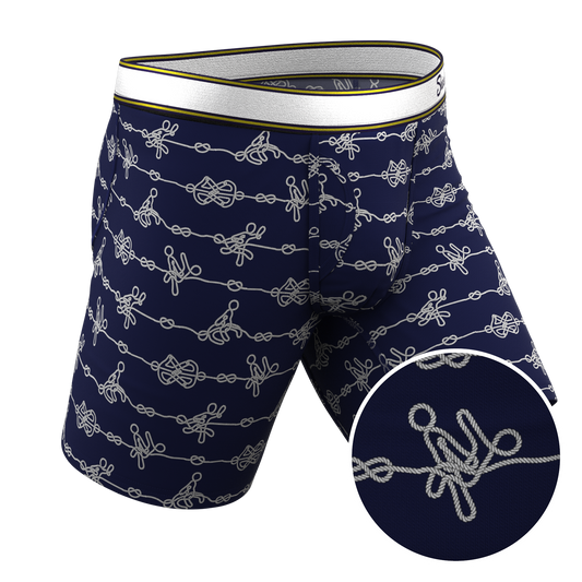 The Knotty Spots | Nautical Knots Long Leg Ball Hammock® Pouch Underwear With Fly