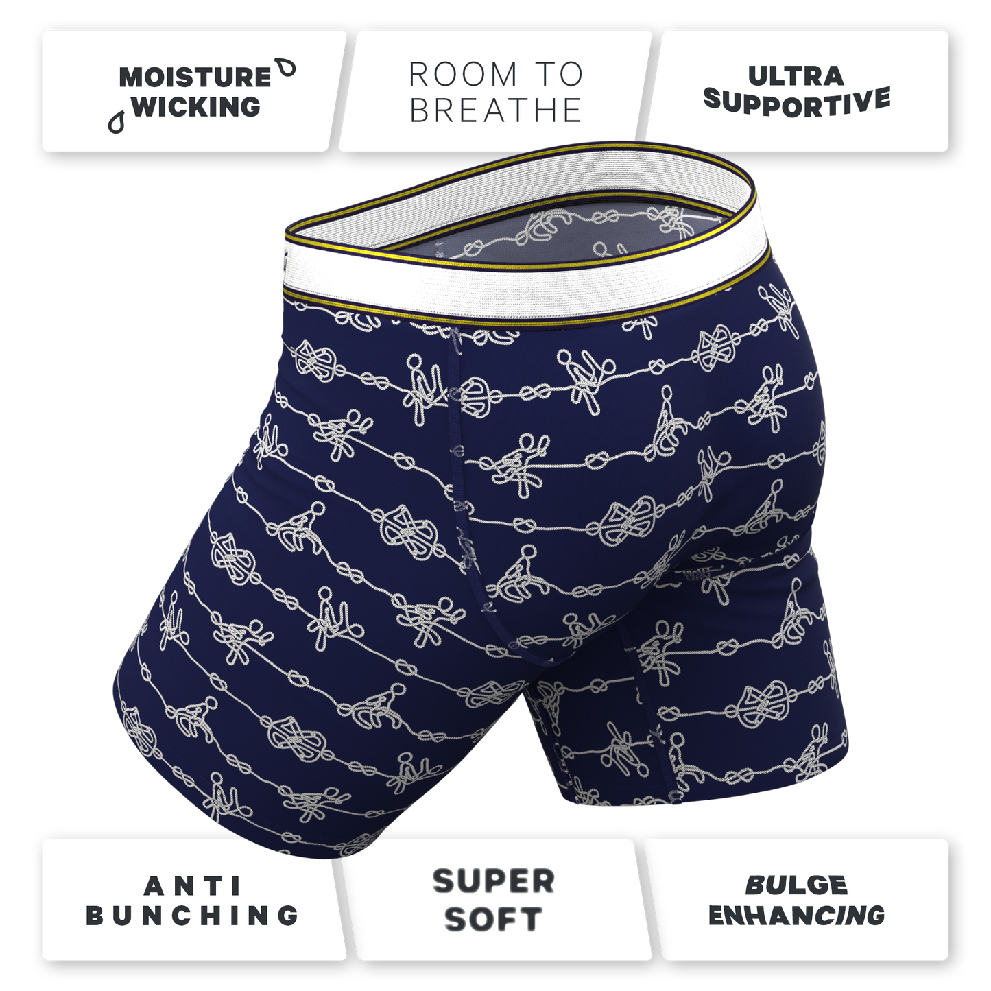 The Knotty Spots | Nautical Knots Long Leg Ball Hammock® Pouch Underwear With Fly