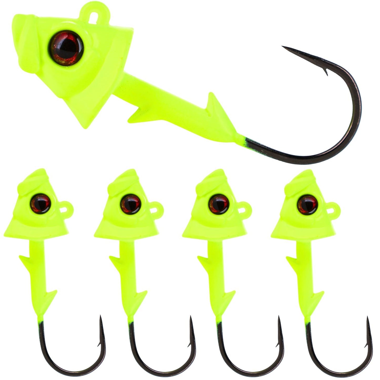 Reaction Tackle Lead Fish Head Jigs - 5-PACK