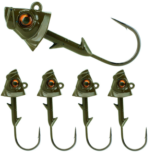 Reaction Tackle Lead Fish Head Jigs - 5-PACK