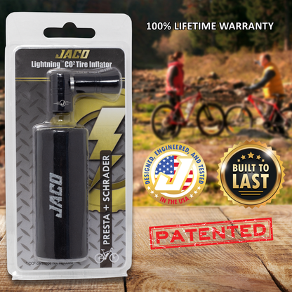 Lightning™ CO2 Inflator for Bike Tires (Presta + Schrader) (CO2 Cartridge Not Included)