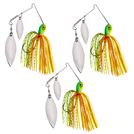 Reaction Tackle Lead Spinnerbaits – 3-Pack, Double Willow Blade