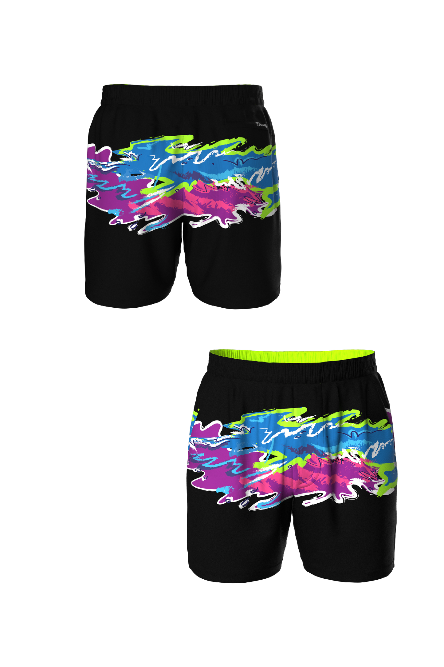 The Leg Day | Black Retro and Neon Ball Hammock® 5 Inch Athletic Shorts