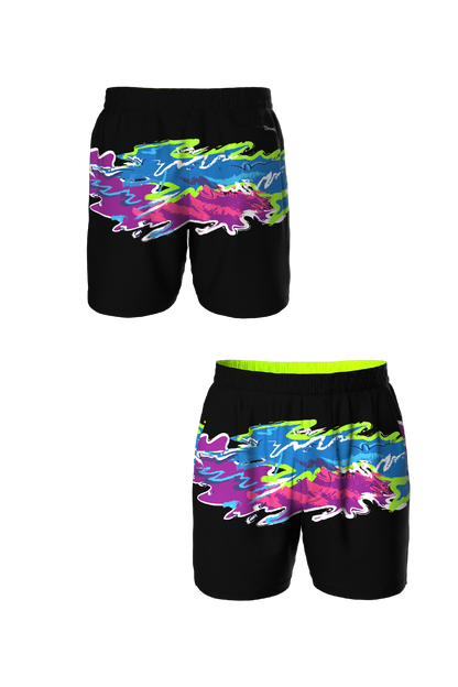 The Leg Day | Black Retro and Neon Ball Hammock® 5 Inch Athletic Shorts