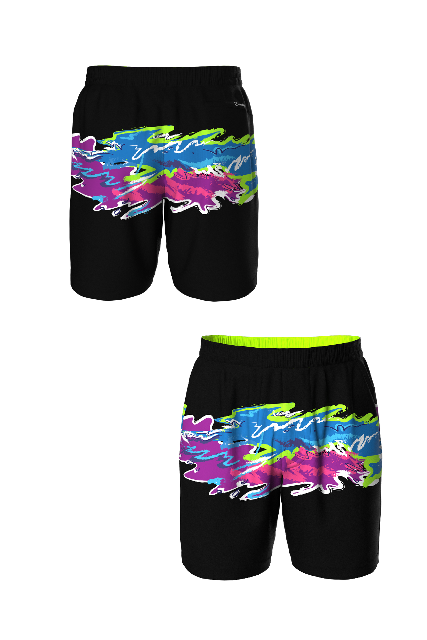 The Leg Day | Black Retro and Neon Ball Hammock® 9 Inch Athletic Shorts