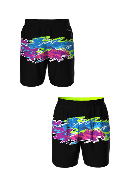 The Leg Day | Black Retro and Neon Ball Hammock® 9 Inch Athletic Shorts