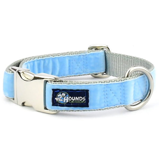 Light Blue Velvet Essential Buckle Martingale Dog Collar