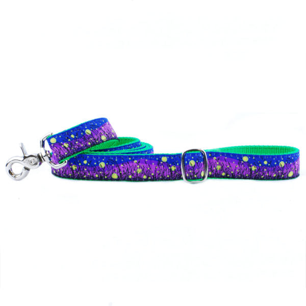 1″ Lightning Bugs Ribbon Dog Leash