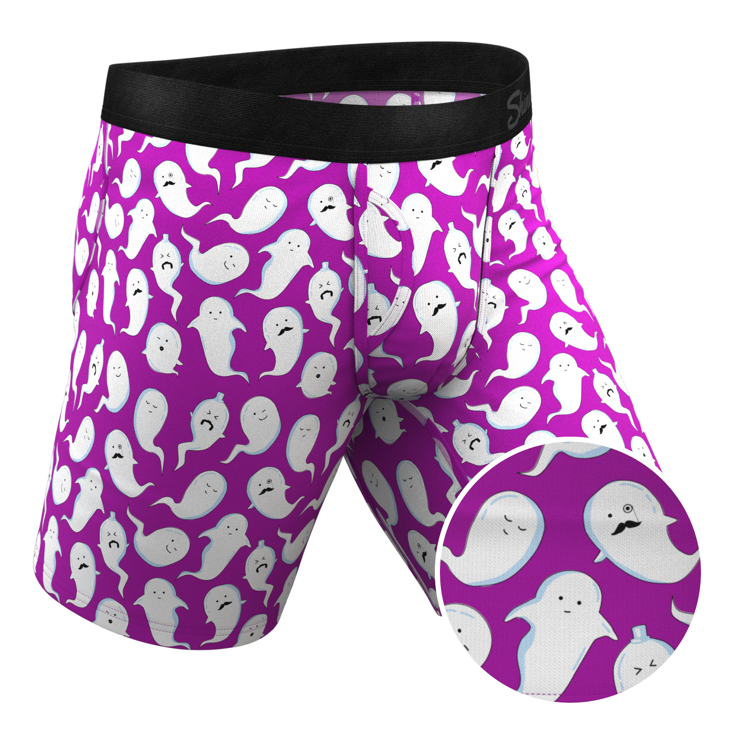 The Little Swimmers | Ghost Print Long Leg Ball Hammock® Pouch Underwear With Fly