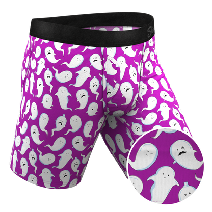 The Little Swimmers | Ghost Print Long Leg Ball Hammock® Pouch Underwear With Fly