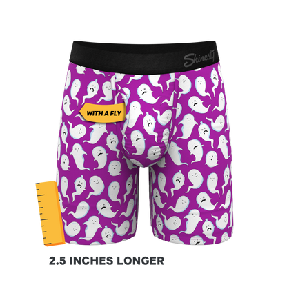 The Little Swimmers | Ghost Print Long Leg Ball Hammock® Pouch Underwear With Fly