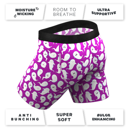 The Little Swimmers | Ghost Print Long Leg Ball Hammock® Pouch Underwear With Fly