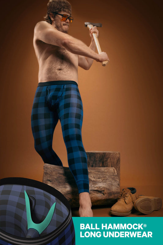 The Precious Plums | Blue Plaid Ball Hammock® Long Johns