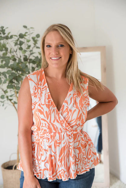 Orange Swirl Sleeveless Top (M)