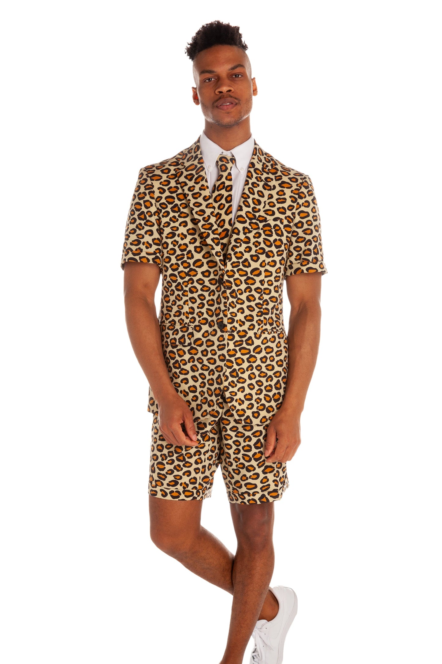 The Summer Jungle Cat | Leopard Print Short Suit By Opposuits