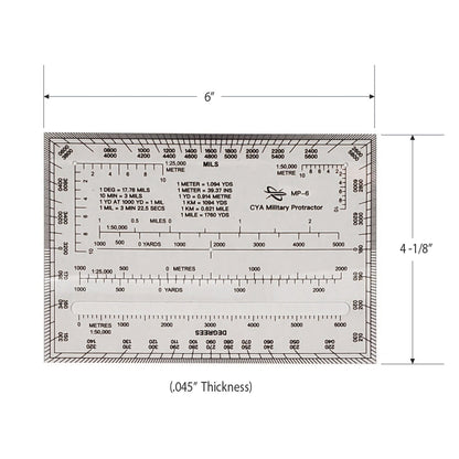 Map Protractor - For Map Reading and Navigation - MILS/Degrees/Meters/Yards